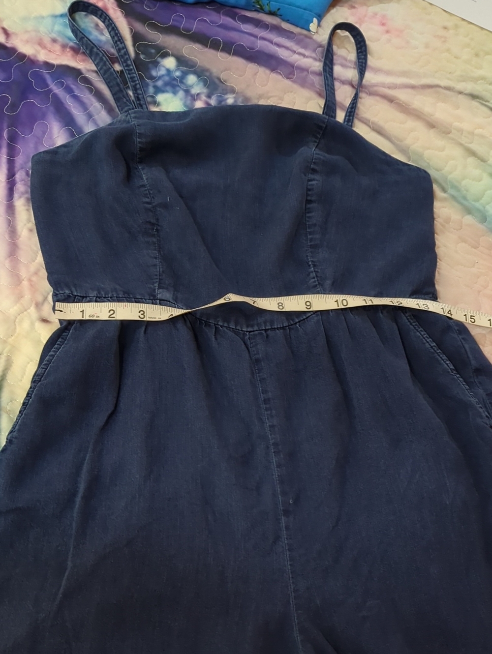 Navy Blue Sleeveless Square-Neck Romper Onesie Size Small - Picture 13 of 16